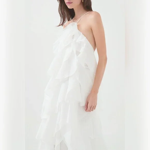 bow front layered mesh tube dress Bow Front Dress in Ecru main image 1